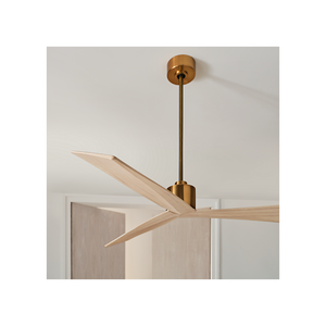 Kairn 60" Ceiling Fan, Burnished Brass With Washed White Oak Blades
