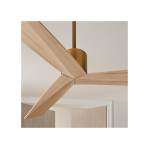 Kairn 60" Ceiling Fan, Burnished Brass With Washed White Oak Blades