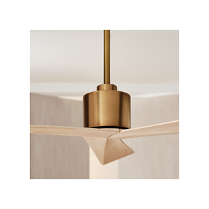 Kairn 60" Ceiling Fan, Burnished Brass With Washed White Oak Blades