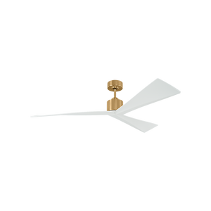 Kairn 60" Ceiling Fan, Burnished Brass With Matte White Blades