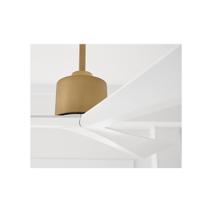 Kairn 60" Ceiling Fan, Burnished Brass With Matte White Blades