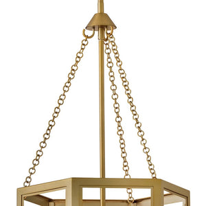Veleta 15" Three Lights Medium Pendant, Lacquered Brass