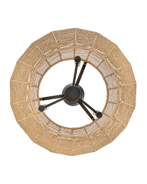 Luca 21" Three Lights Small Convertible Drum Chandelier, Black / Camel Shade