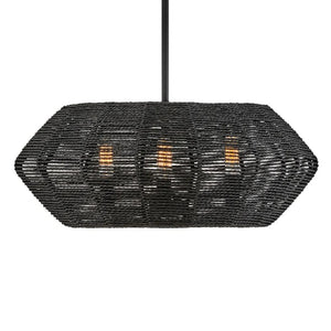 Luca 21" Three Lights Small Convertible Drum Chandelier, Black / Black Shade