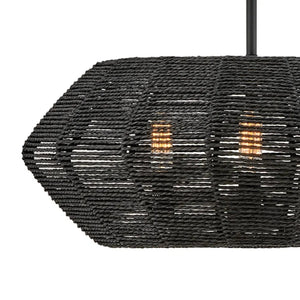 Luca 21" Three Lights Small Convertible Drum Chandelier, Black / Black Shade