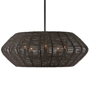 Luca 28" Five Lights Medium Convertible Drum Chandelier, Black / Black Shade
