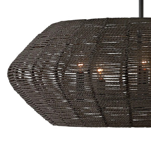 Luca 28" Five Lights Medium Convertible Drum Chandelier, Black / Black Shade