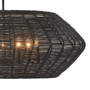 Luca 38" Seven Lights Large Convertible Drum Chandelier, Black / Black Shade