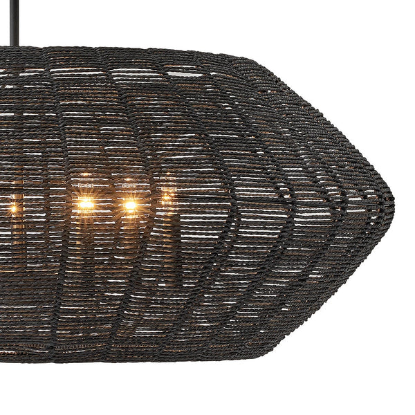 Luca 38" Seven Lights Large Convertible Drum Chandelier, Black / Black Shade