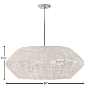 Luca 38" Seven Lights Large Convertible Drum Chandelier, Polished Chrome