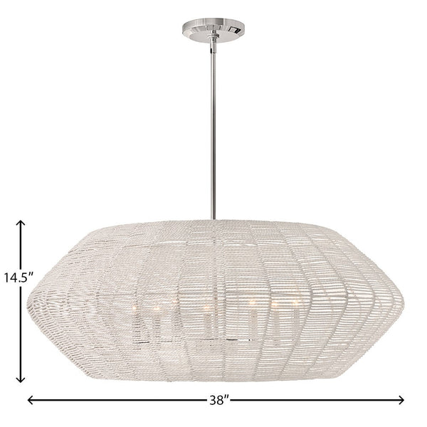 Luca 38" Seven Lights Large Convertible Drum Chandelier, Polished Chrome