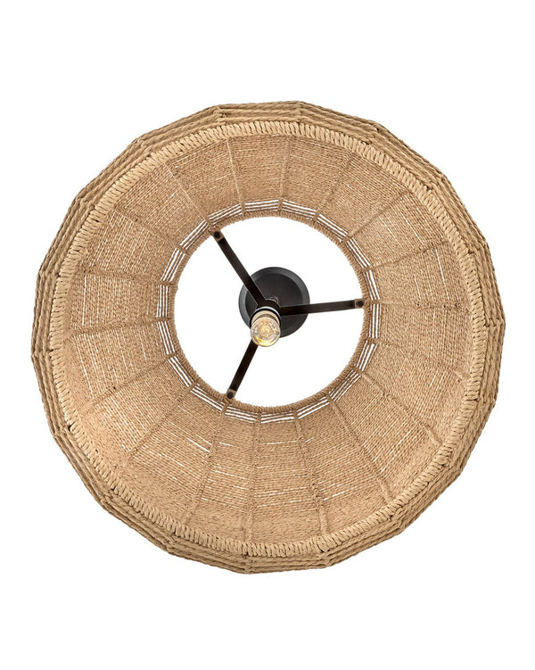 Luca 20" One Light Large Convertible Pendant, Black / Camel Shade