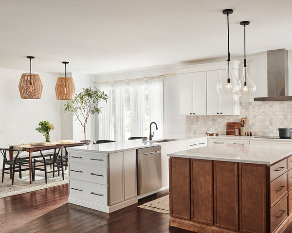 Luca 20" One Light Large Convertible Pendant, Black / Camel Shade