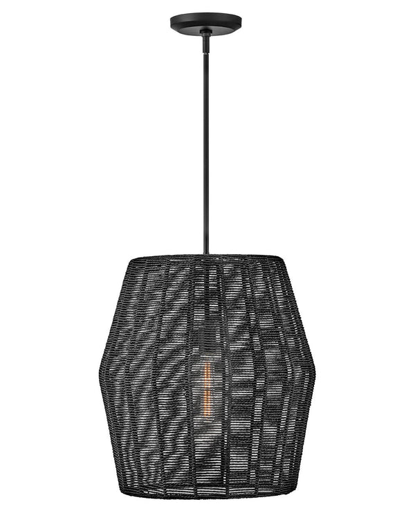 Luca 20" One Light Large Convertible Pendant, Black / Black Shade