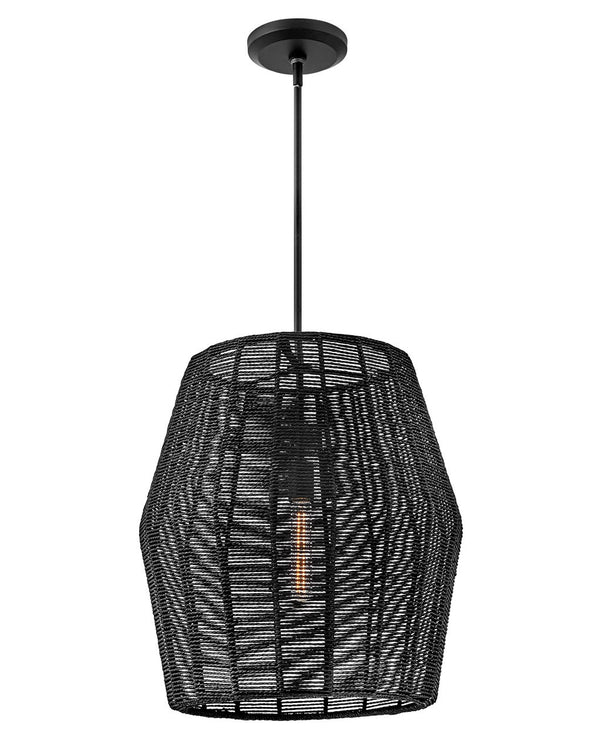 Luca 20" One Light Large Convertible Pendant, Black / Black Shade