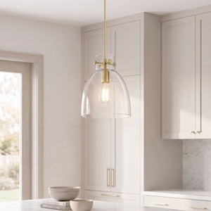 Foundry Glass Cloche 10" One Light Pendant, Champagne Bronze / Seedy Glass