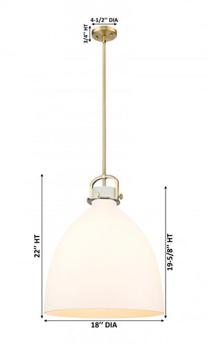 Foundry Glass Cloche 18" One Light Pendant, Brushed Brass