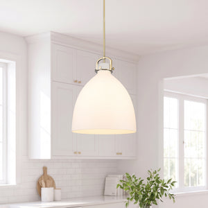 Foundry Glass Cloche 18" One Light Pendant, Brushed Brass