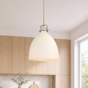 Foundry Glass Cloche 18" One Light Pendant, Brushed Brass