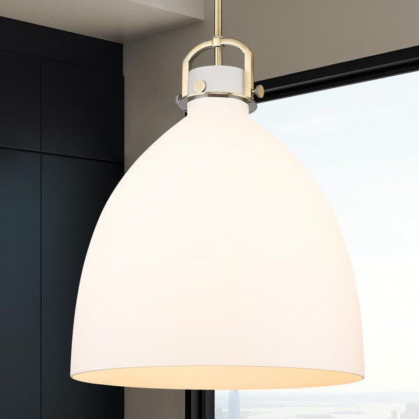 Foundry Glass Cloche 8" One Light Sconce, Brushed Brass 18" One Light Pendant, Brushed Brass