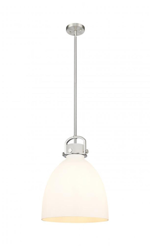 Foundry Glass Cloche 14" One Light Pendant, Satin Nickel / White Glass