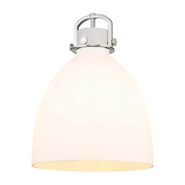 Foundry Glass Cloche 14" One Light Pendant, Satin Nickel / White Glass