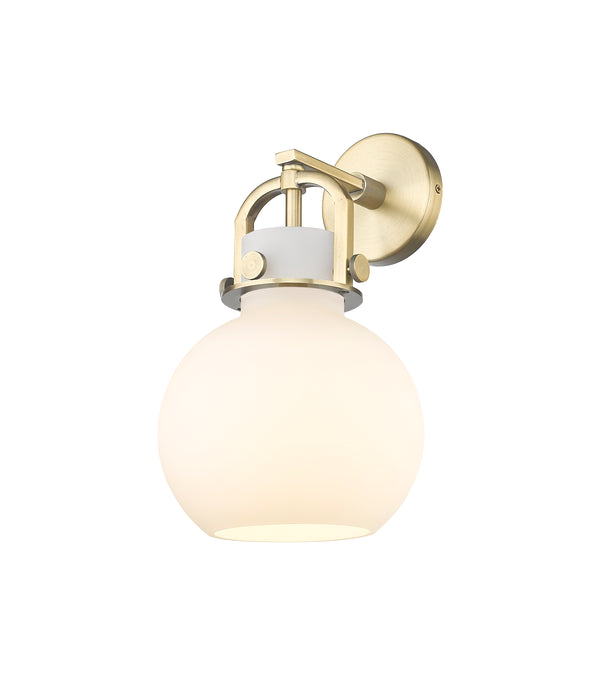 Foundry Glass Globe 8" One Light Sconce, Brushed Brass / White Glass