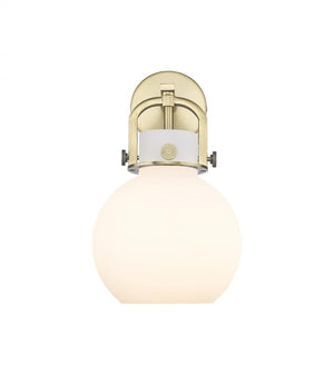 Foundry Glass Globe 8" One Light Sconce, Brushed Brass / White Glass