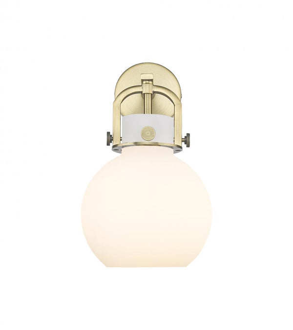 Foundry Glass Globe 8" One Light Sconce, Brushed Brass / White Glass