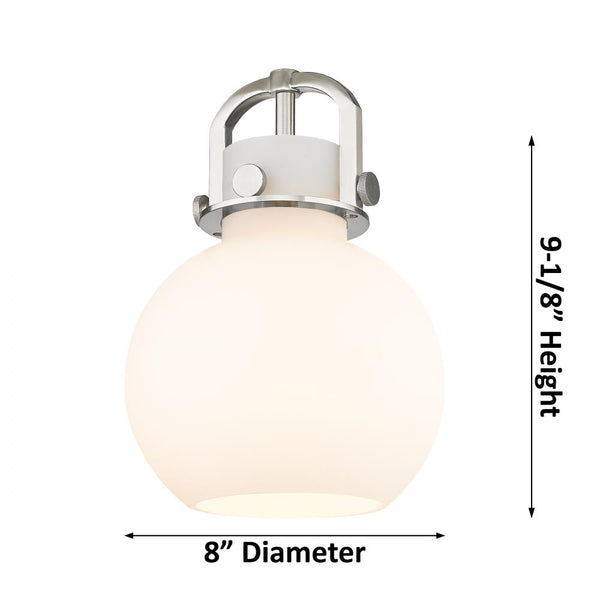 Foundry Glass Globe 8" One Light Sconce, Brushed Brass / White Glass
