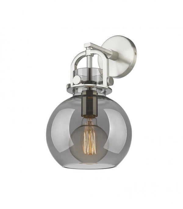 Foundry Glass Globe 8" One Light Sconce, Brushed Satin Nickel