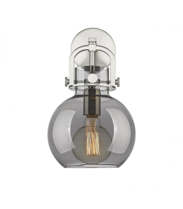 Foundry Glass Globe 8" One Light Sconce, Brushed Satin Nickel