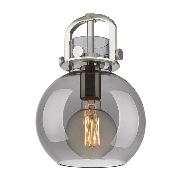 Foundry Glass Globe 8" One Light Sconce, Brushed Satin Nickel