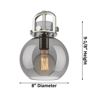 Foundry Glass Globe 8" One Light Sconce, Brushed Satin Nickel
