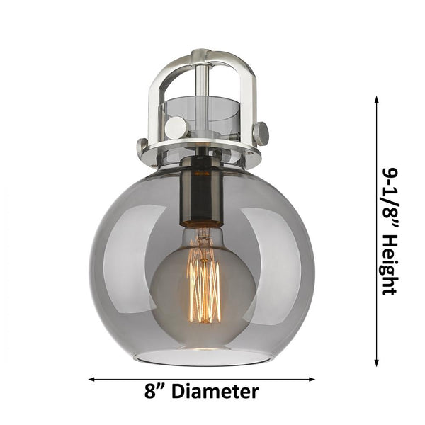 Foundry Glass Globe 8" One Light Sconce, Brushed Satin Nickel