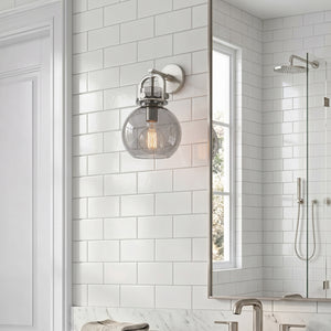 Foundry Glass Globe 8" One Light Sconce, Brushed Satin Nickel