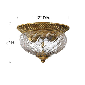 Beryl 12" Two Lights Small Flush Mount, Burnished Brass