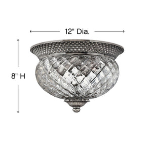 Beryl 12" Two Lights Small Flush Mount, Polished Antique Nickel