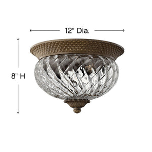 Beryl 12" Two Lights Small Flush Mount, Pearl Bronze / Clear Optic Glass