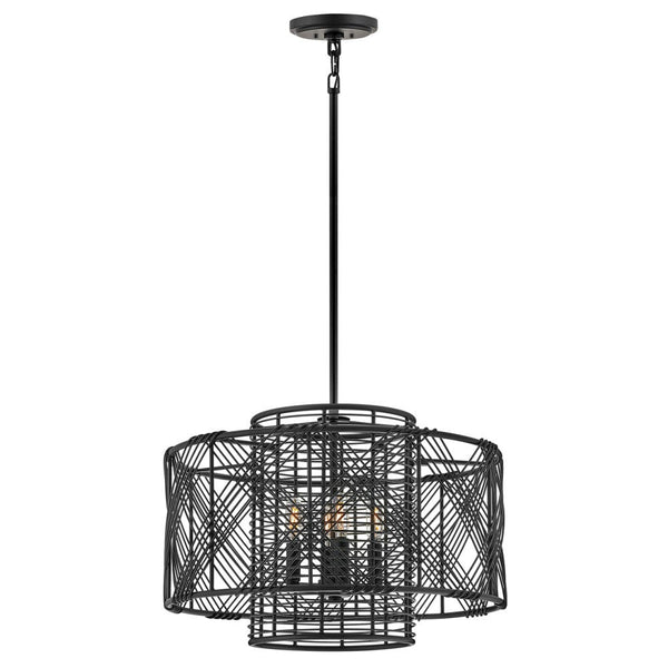 Nikko 20" Four Lights Large Convertible Pendant, Black