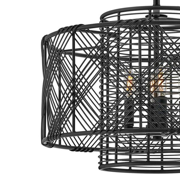 Nikko 20" Four Lights Large Convertible Pendant, Black