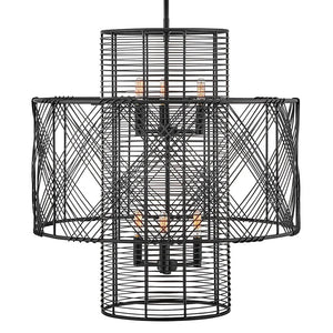 Nikko 26" Six Lights Medium Multi Tier Chandelier, Black