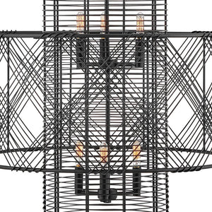Nikko 26" Six Lights Medium Multi Tier Chandelier, Black