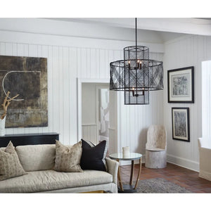 Nikko 26" Six Lights Medium Multi Tier Chandelier, Black