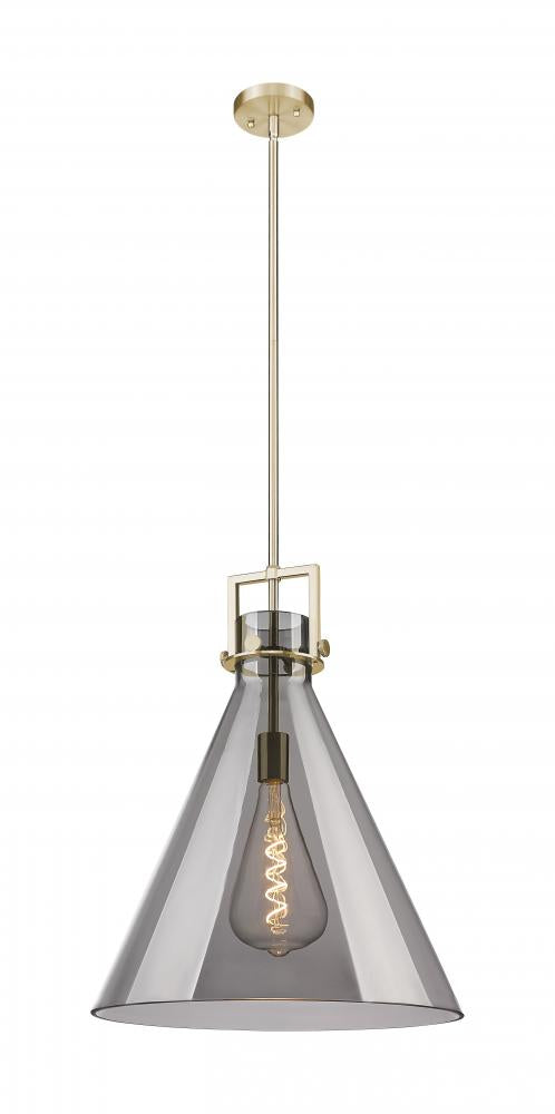 Foundry Glass Funnel 18" One Light Pendant, Champagne Bronze / Smoke Glass