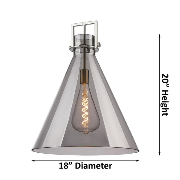 Foundry Glass Funnel 18" One Light Pendant, Champagne Bronze / Smoke Glass
