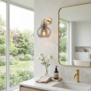 Foundry Glass Globe 8" One Light Sconce, Brushed Brass