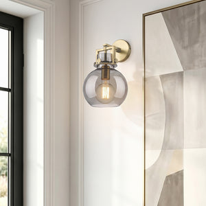 Foundry Glass Globe 8" One Light Sconce, Brushed Brass