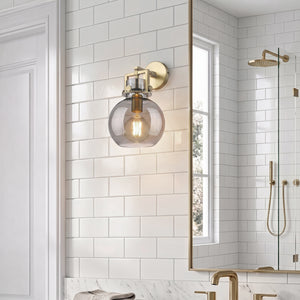 Foundry Glass Globe 8" One Light Sconce, Brushed Brass