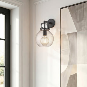Foundry Glass Globe 8" One Light Sconce, Matte Black